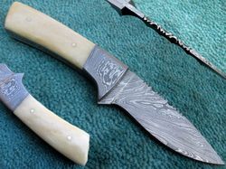 Damascus Skinner Knife , 8" Custom Hand Made Damascus Steel Blade Skinning Knife