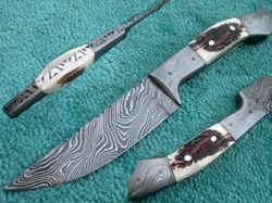 Damascus Hunting Knife , 9" Superior Hand Made Damascus Steel Skinner Knife