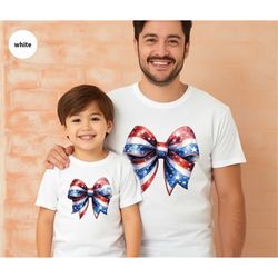 Cute Patriotic T Shirt, American Flag Shirt, Fourth of July Graphic Tees, USA Bow Toddler Girl Shirts, Gift for Her, 4th