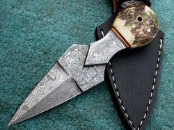 Damascus Dagger Knife , 6" Superior Hand Made Damascus Steel Dagger Boot Knife