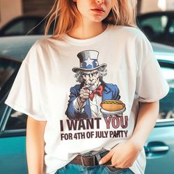 Uncle Sam Hold Hot Dog, Retro 4th of july shirt, Funny Independence Day Shirt, July Fourth Party, Unique Tee USA Red