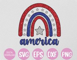 Rainbow America USA Flag Patriotic 4th Of July Men Women Svg, Eps, Png, Dxf, Digital Download