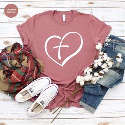 christian cross shirts, inspirational shirts, christian graphic tees, religious vneck tshirt, faith shirt, gift for mom,