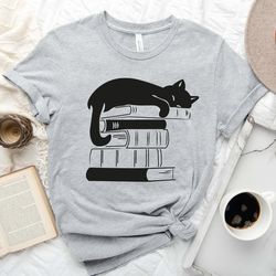 Cat Book Shirt, Books and Cats Tee, Reading Shirt, Cat Lover, Gift for Cat L