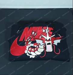 NIKE X  Gyarados Pokemon Embroidered Sweatshirt, Anime Embroidered Sweatshirt, Custom Anime Embroidered Crewneck, Anime