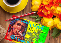 A digitalcard with Bob Marley.