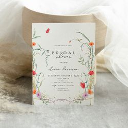 Wildflower Bridal Shower Invitations Template, Bridal Brunch Invite, Templett, Floral, Flower Bridal, Instant Download