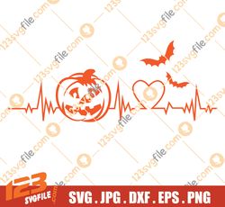 Halloween Svg, Pumpkin Svg, Heartbeat Svg, Spooky Svg, Halloween Shirt Svg, Png, Svg files for Cricut, Silhouette,