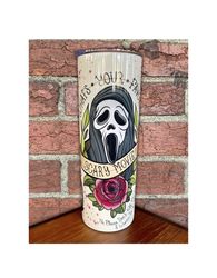 Scream Horror Skinny tumbler, Ghostface Hot & Cold Drinks 30oz Curved Tumbler,American Traditional Tattoo Flash 30oz New