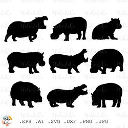 Hippopotamus Svg, Hippopotamus Silhouette, Hippopotamus Cricut, Hippopotamus Stencil Dxf, Hippopotamus Clipart Png