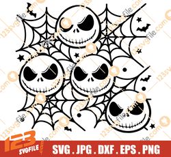 Jack Skelling ton Libbey 16oz can glass svg, Halloween svg bundle, Cute spooky Coffee glass can, svg png dxf, cut file,