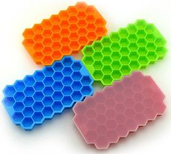 BPA Free Silicone Honey Comb Ice Cube Tray Leak Proof Whiskey Juice 37 Grid Ice Cube Trays with Lid(US Customers)
