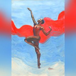 Modern painting interior Acrylic painting Abstract painting Sketch paper Dancer painting Dancing woman painting ArtPrint