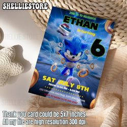 Sonic Invitation | Sonic The Hedgehog | Editable Sonic Birthday Invitation | Digital Kids Party Invite | Editable