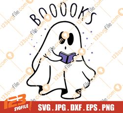 Halloween Booooks Svg, Ghost Reading Books Svg, Book Lover, Halloween Party Teacher Svg, Librarian Svg, Funny Halloween