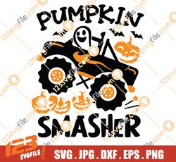 Pumpkin Smasher SVG, Monster Truck Svg, Halloween svg cut file, Kids Halloween Shirt, Boy Halloween Svg, Cricut Silhouet