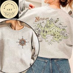 2-sided Disney NeverLand Map Shirts, Peter Pan Sweater, Tinkerbell Sweatshirts, Disneyland Vacation, Magic Kingdom Shirt