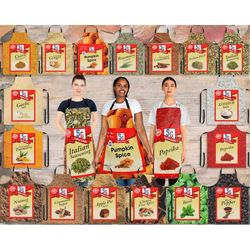 Spice Girls Labels Group Halloween Costume Adult Aprons, Personalized Pumpkin Pie Kitchen Aprons, Mccormick Cooking Apro