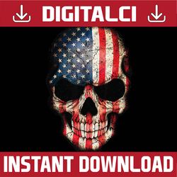 skull usa flag 4th of july american patriotic png, american flag skull sublimation png design, digital download