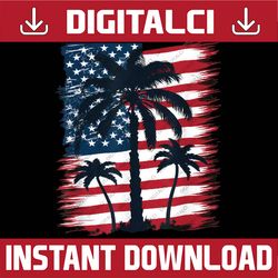 American Flag Palm Trees - Patriotic 4th of July Png, Beach City Element USA Png, 4th of July Png, Independence Day