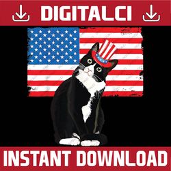 Tuxedo Cat 4th of July Patriotic Png, Cat 4th Of July Png, Independence Day Meowica Png, Digital Download