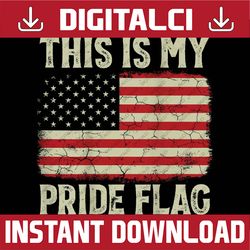 This Is My Pride Flag 4th Of July Patriotic USA Flag On Back Png, USA Baseball Flag Png, 4th of July Png,  Digital Downl