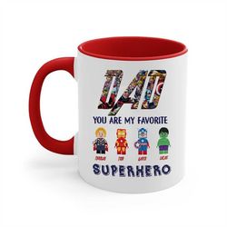 Personalized Superhero Dad Mug With Kids Name, You Are My Superhero, Father's Day Mug, Father And Kids Coffee Mug, Birth
