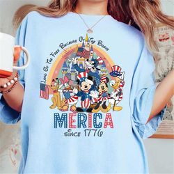 Land of the Free because of the brave Mickey & friends 4th of July shirt, America Patriotic shirts, Independence day shi