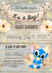 EDITABLE CANVA Stitch Baby Shower Invitation
