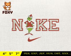 NIKE Christmas Embroidery Design, Christmas Grinch Embroidery Design, NIKE Embroidery Design, Instant Download