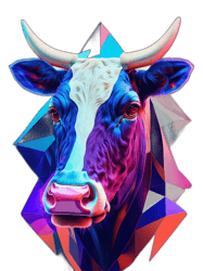 Futuristic Multicolored Cow - Vibrant Digital Art