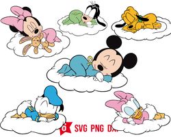 baby mickey mouse sleeping svg, disney mouse svg for cricut, png files