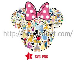 minnie characters head svg, disney mouse svg, minnie svg, png files