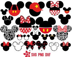 mickey mouse head svg, disney mouse svg, minnie svg, png files