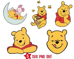 winnie the pooh svg, pooh birthday svg, pooh png