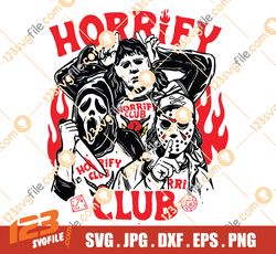 Transparent Halloween Horrify Club PNG | Halloween SVG | Horror movie PNG | Scary png | spooky png | Movie png | stitch