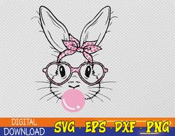Bunny Face Leopard Glasses Bubble Gum Easter Day Svg, Eps, Png, Dxf, Digital Download