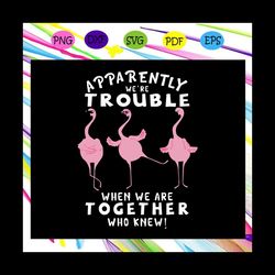 Apparently trouble when we are together who knew svg, flamingo svg, pink flamingo, flamingo shirt, flamingo gift, trendi