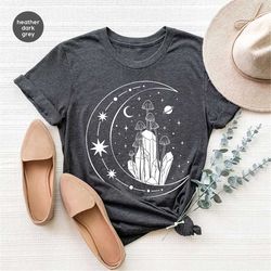 Magic Mushroom Shirt, Celestial Sweatshirt, Gift for Women, Mushroom Shirt, Moon Graphic Tees, Women Outfit, Gift for He