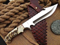 Stainless-steel-Knife "Hunting-knife-with sheath fixed-blade-Camping-knife, Bowie-knife, Handmade-Knives, Gifts-For-Men.
