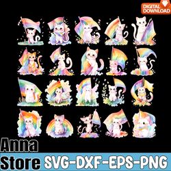 LGBTQ Rainbow Cute Cat Watercolor Bundle Svg,LGBT Day Svg,Lesbian Svg,Gay Svg,Bisexual Svg,Transgender Svg,Queer Svg