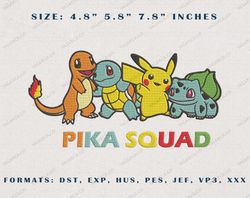 Pokemon Embroidery Designs, Pika Squad Anime Inspired Embroidery Designs, Anime Character Embroidery Files, Instant Dow