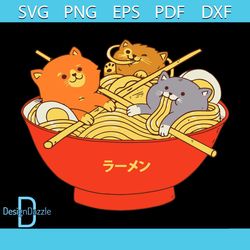 Kawaii Anime Cat Svg, Trending Svg, Japanese Ramen Noodles Svg, Noodles Bowl Svg, Anime Svg, Anime Lovers Svg, Cat Svg,