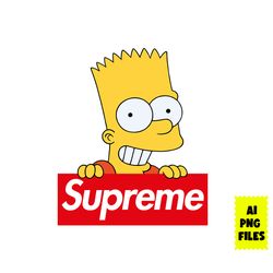 Supreme Bart Simpson Png, Bart Simpson Png, Supreme Logo Png, Supreme Png, Cartoon Supreme Png Digital File, Ai FIle