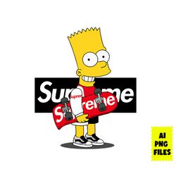 Bart Simpson Supreme Png, Supreme Brand Png, Bart Simpson Png, Cartoon Supreme Png Digital File, Ai Digital File