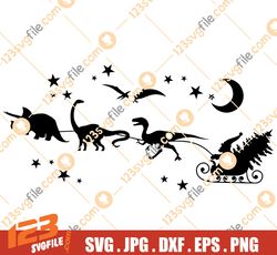 Christmas Dinosaur Sleigh Ride SVG PNG PDF, Dinosaur Sleigh Ride, Santa Sleigh Svg, Christmas Svg, Kids Christmas Svg,