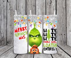 The Grinch Hates Christmas Skinny tumbler,Sublimation wrap 20oz skinny tumbler,Christmas Grinch Wrap 30oz skinny tumbler