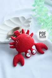 Easy crochet patterns crab baby rattle, sea creatures only crochet instruction PDF in English