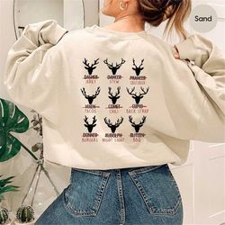 christmas holiday party deer graphic hoodies for women, unisex reindeer team long sleeve shirt, winter christmas family