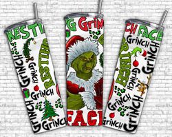 Christmas Grinch Skinny tumbler, Grinch sublimation design 30oz Curved Tumbler, Christmas Grinch Face 30oz New Tumbler